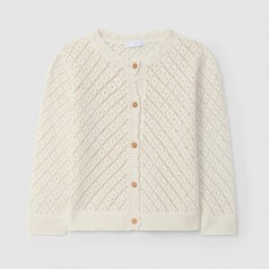 Casaco tricotado em ponto ajour