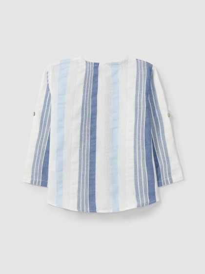 Camisa gola mao tecido texturado de riscas - Image 2