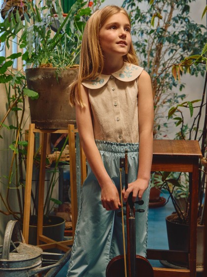 Calças pull-up em sarja com fita decorativa - Image 3