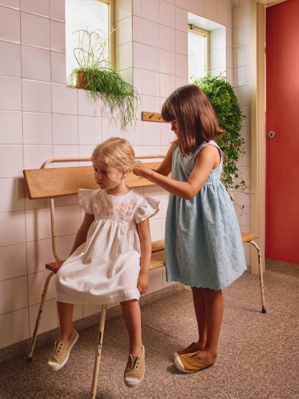 Vestido algodão texturado e bordado - Image 2