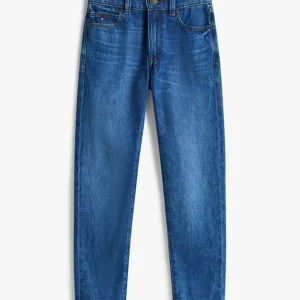 Calça jeans reta de lavagem escura
