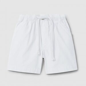 Calções pull-up lisos em sarja com três bolsos