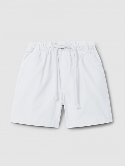 Calções pull-up lisos em sarja com três bolsos