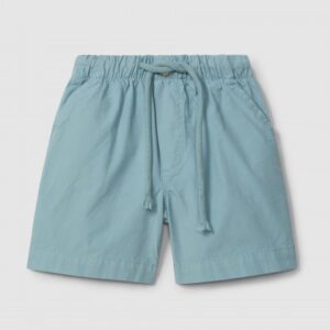 Calções pull-up lisos em sarja com três bolsos