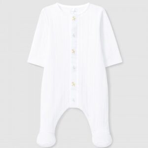 Babygrow algodão orgânico com detalhe de bordado