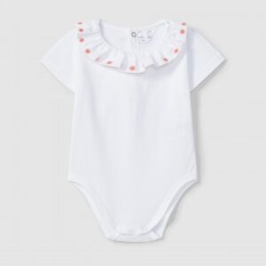 Body gola de folho com detalhe de flores bordadas