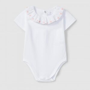 Body gola de folho com detalhe de flores bordadas