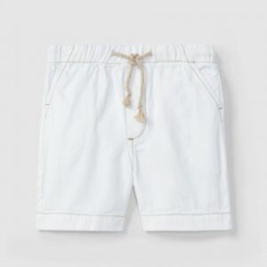 Calções em sarja com detalhes em cor contraste