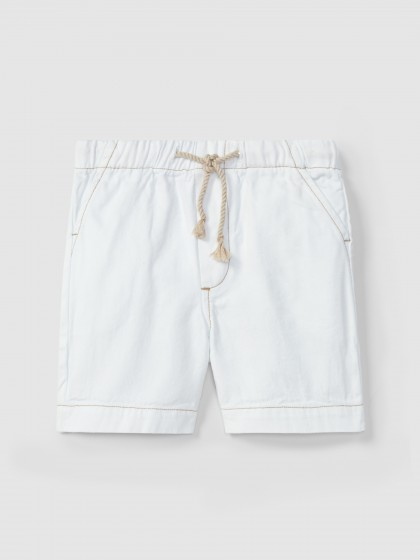 Calções em sarja com detalhes em cor contraste