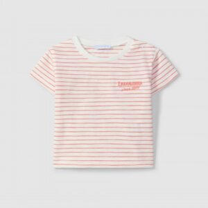 T-shirt de riscas com bordado