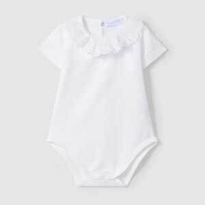 Body gola de folho com bordado inglês