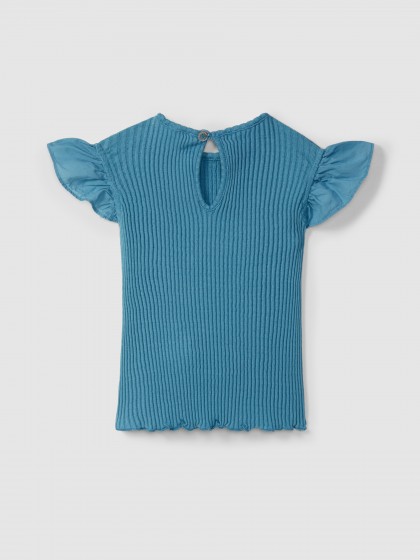 Top em malha ajour com mangas de folho - Image 2