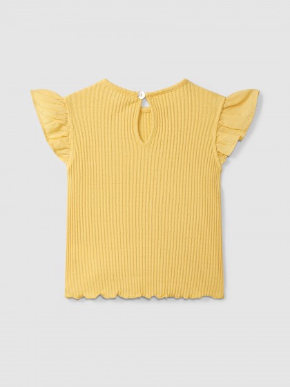 Top em malha ajour com mangas de folho - Image 2