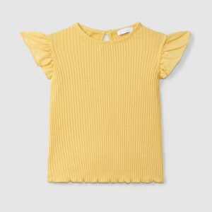 Top em malha ajour com mangas de folho