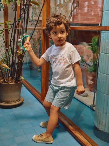 Calções pull-up lisos em sarja com três bolsos - Image 3