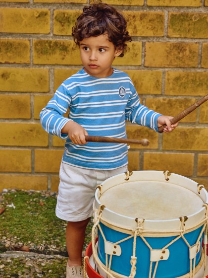 Calções em sarja com detalhes em cor contraste - Image 3