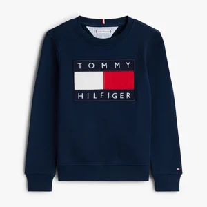 Sweat de gola redonda com aplique da bandeira