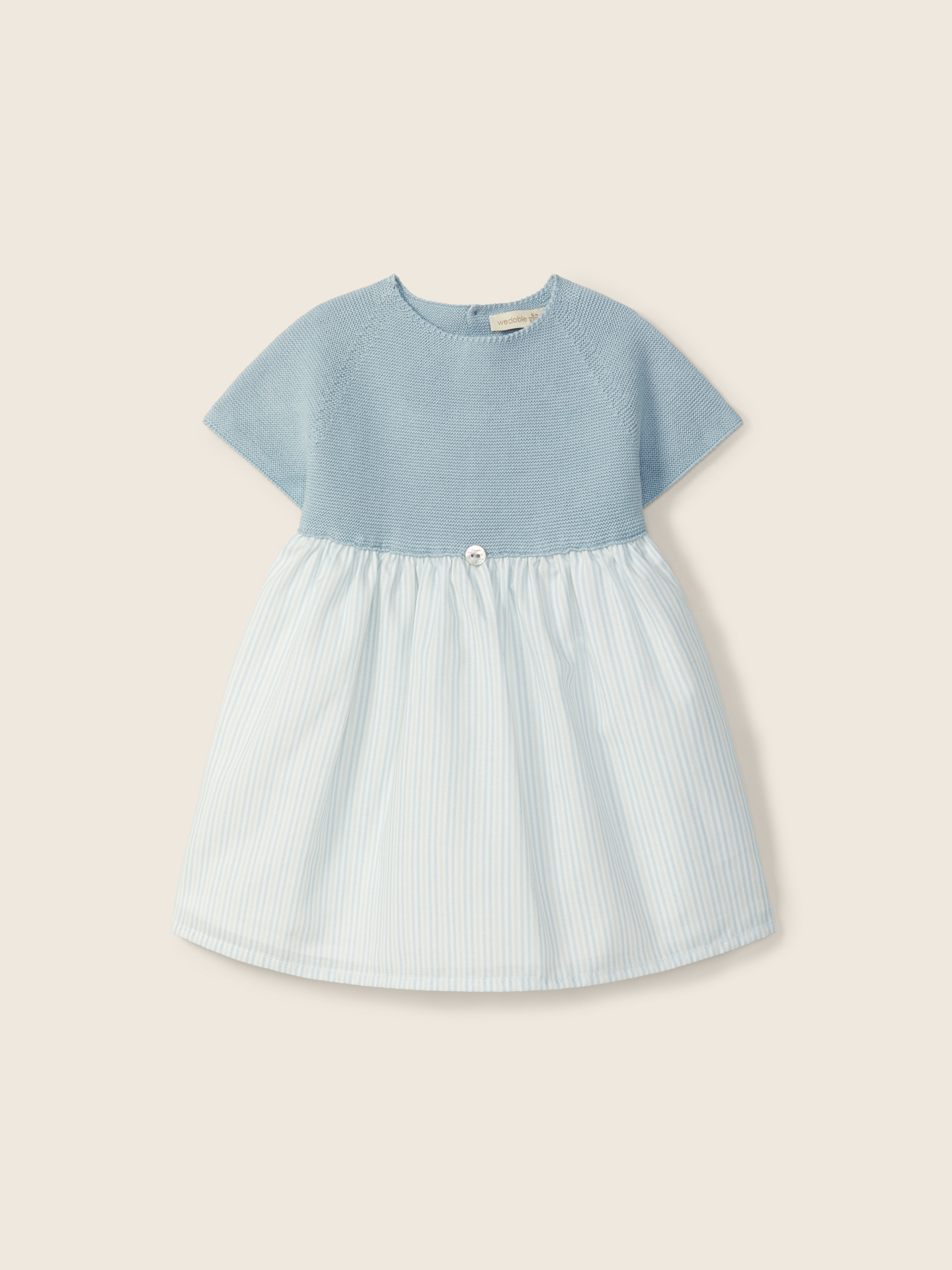 Vestido às riscas de manga curta