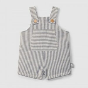 Calções de peito em tecido de riscas com bolso