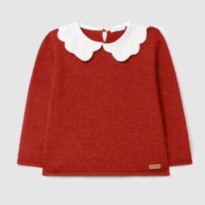 Camisola tricotada com gola bordada
