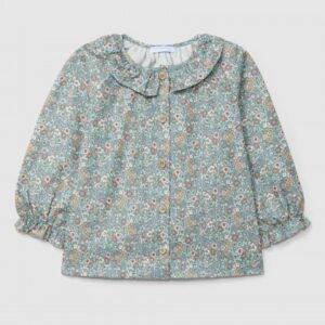 Blusa estampada com gola de folho