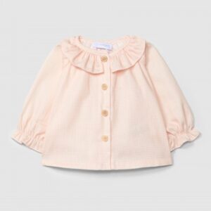 Blusa estampada com gola de folho