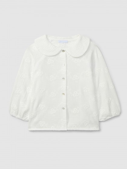 Blusa em gaze bordado floral
