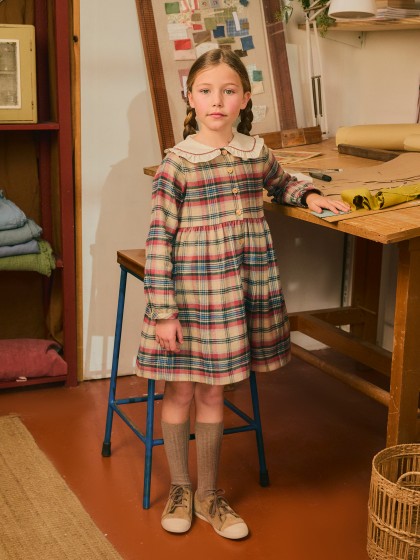 Vestido xadrez com gola de folho - Image 3